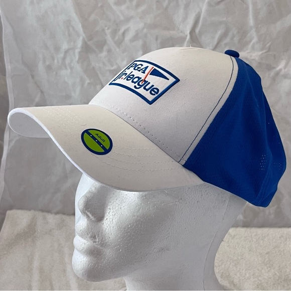 PGA Jr. League Adult Adjustable White and Blue Golf Cap - Picture 6 of 8